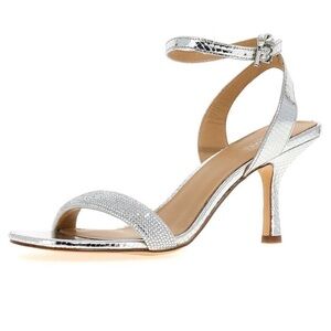 MICHAEL Michael Kors Women Carrie Silver Slingback Ankle Strap Sandals Sz 9.5
